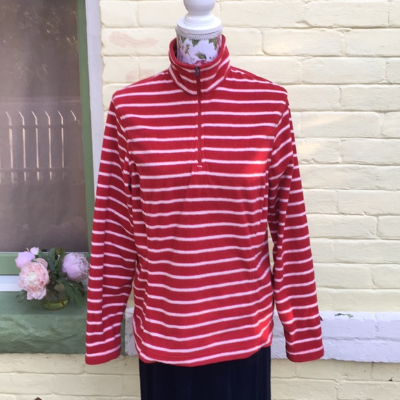 Lands' End Tops - NWOT Red & White Striped Lands End Pullover Fleece